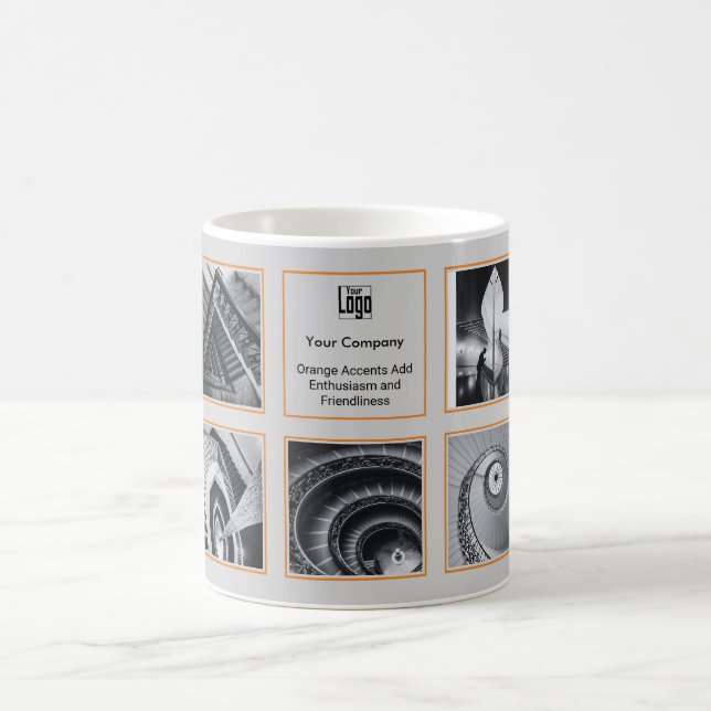 Foto Collage Gray Orange Small Business Kaffeetasse (Mittel)