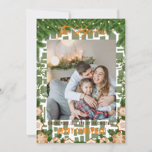 Foto Collage Green Holiday Card Frohe Weihnachten