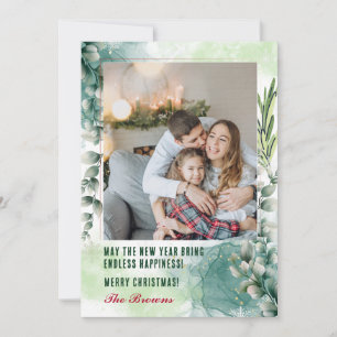Foto Collage Green Holiday Card Frohe Weihnachten