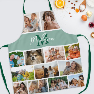 Foto Collage Green Monogram Schürze