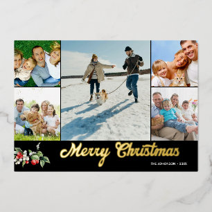 Foto-Collage Handgeschrieben Frohe Weihnachten Folien Feiertagskarte