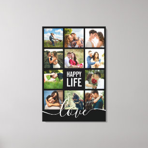 Foto Collage Happy Life and Liebe Couple's Leinwanddruck