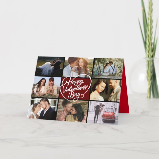 Foto Collage Happy Valentine's Day Karte (Vorderseite)