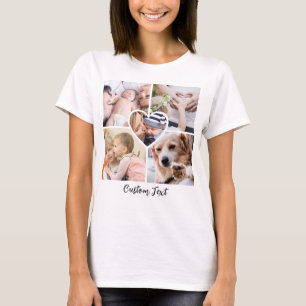 Foto Collage Heart der Familie mit Skript benutzer T-Shirt