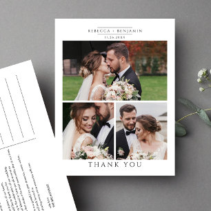 Foto Collage Hochzeit Minimalistisch Vielen Dank Postkarte