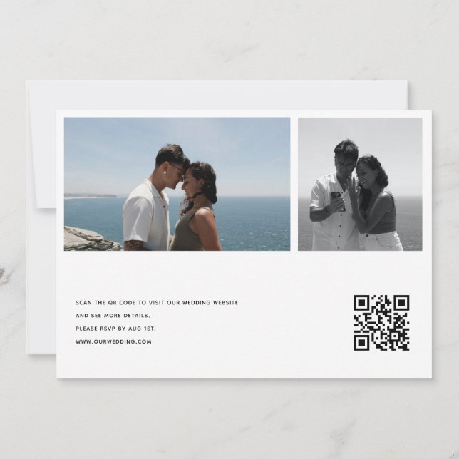 Foto-Collage-Hochzeit | QR-Code-Einladungen Einladung (Rückseite)