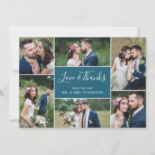 Foto Collage Hochzeit Vielen Dank Flat Card Aquam Dankeskarte