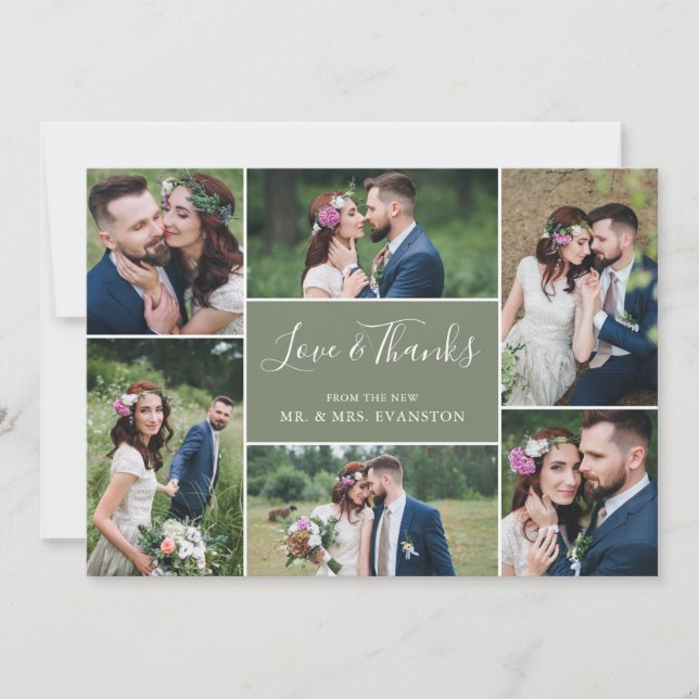 Foto Collage Hochzeit Vielen Dank Flat Card| Sack Dankeskarte (Vorderseite)