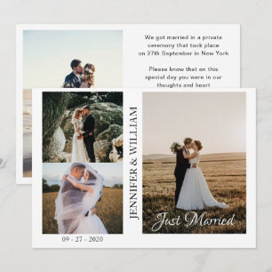 Foto-Collage Hochzeitsanzeige 'Gerade Getraut' Einladung