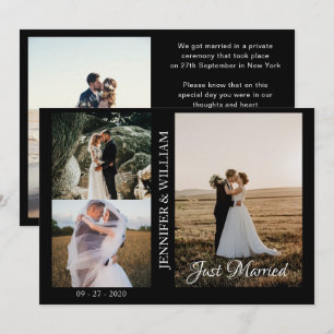 Foto-Collage Hochzeitsanzeige 'Just Married'  Einladung