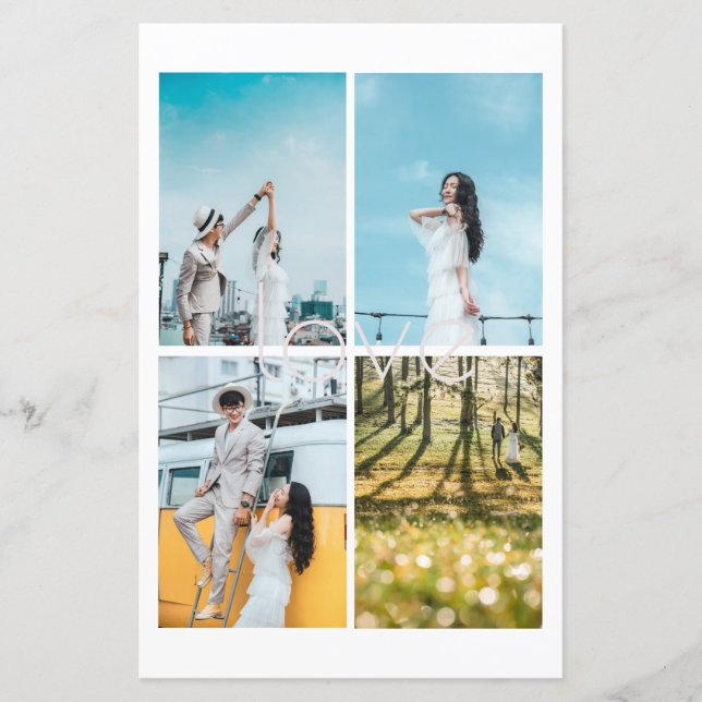 Foto Collage - Hochzeitsprogramm der Liebe White R (Vorderseite)