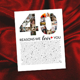 Foto Collage Jubiläum 40 Gründe, warum wir Liebe Poster