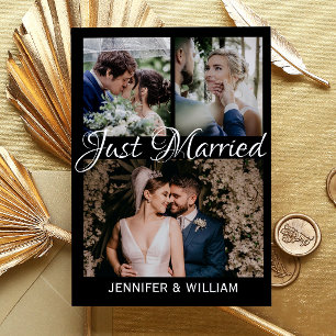 Foto Collage Just Married Wedding Ankündigung