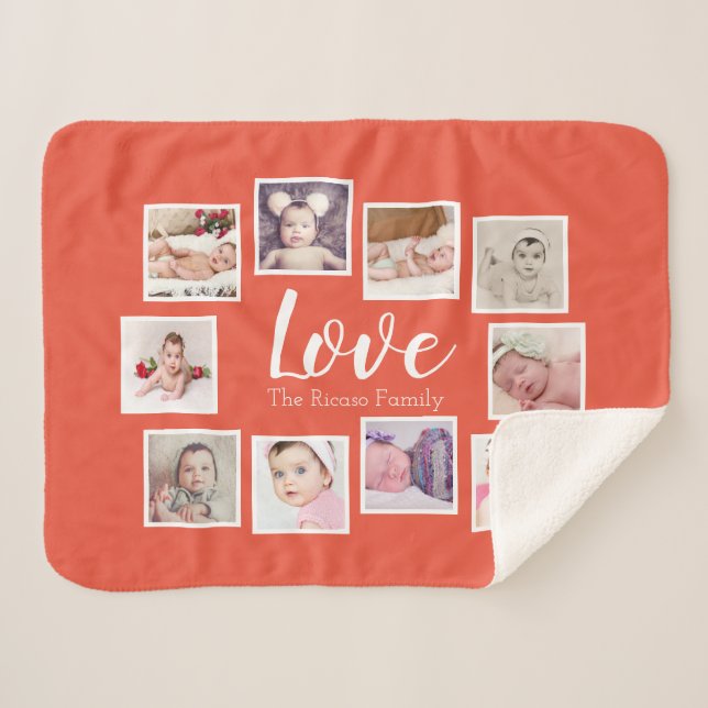 Foto Collage LIEBE als einzigartig Personalisiert Sherpadecke (Vorderseite (Horizontal))