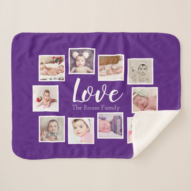 Foto Collage LIEBE als einzigartig Personalisiert Sherpadecke (Vorderseite (Horizontal))