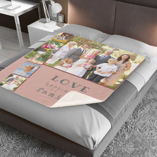 Foto Collage Liebe glücklich Familie Rosa Maroon Sherpadecke
