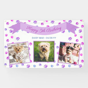 Foto-Collage Lila Rosa Pfotenabdrücke Haustier-Geb Banner