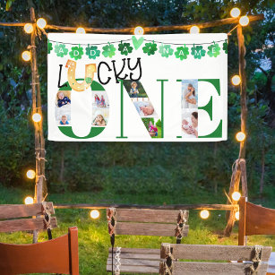 Foto Collage Lucky One Custom 1. Geburtstag Party Banner