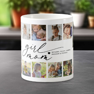 Foto-Collage Mädchen Mutter Kaffeetasse