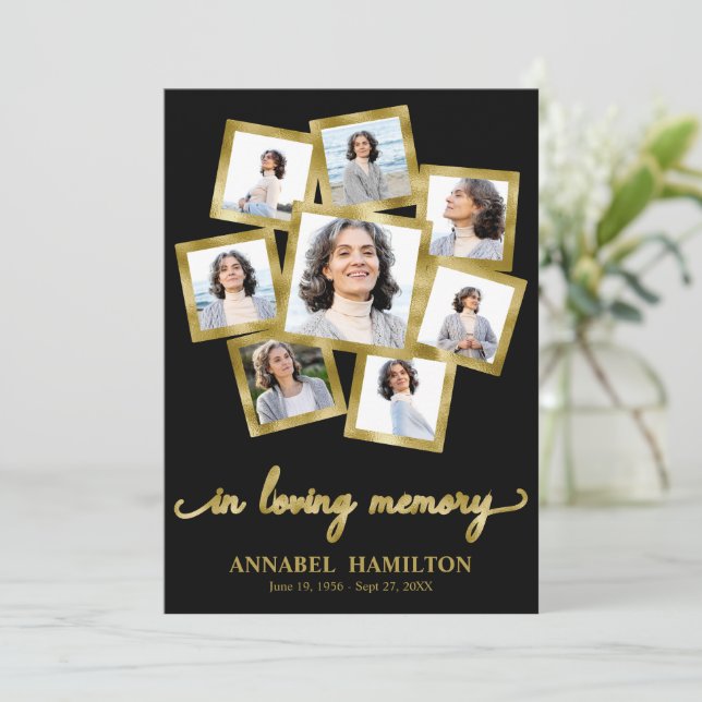 Foto Collage Memorial Beerdigungskarten für den Di Einladung (Stehend Vorderseite)