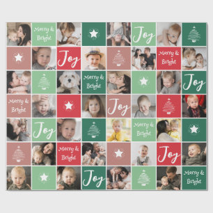 Foto Collage Merry & Bright Weihnachten Geschenkpapier