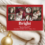 Foto Collage Merry und Bright Birth Ankündigung<br><div class="desc">Feiern Sie die Ankunft Ihres Kleinen mit unserer Weihnachtsankündigung im Foto. Dieses elegante Design ermöglicht es Ihnen, die Freude an der Ankunft Ihres Neugeborenen während der Festsaison zu teilen und die Wärme von Weihnachten mit der Spannung der ersten Momente Ihres Babys zu verbinden. Die Ankündigung zeichnet sich durch eine wunderschöne...</div>