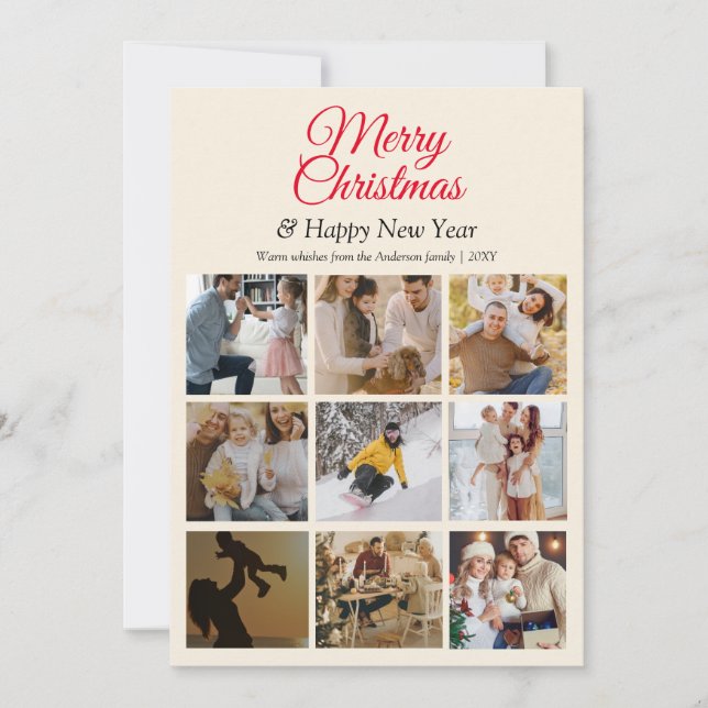 Foto Collage Minimal Einfache Moderne Weihnachten Karte (Vorderseite)