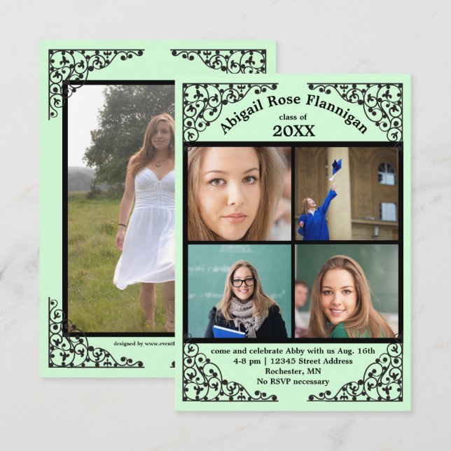Foto Collage Mint Lace - 3x5 Grad Ankündigung (Vorne/Hinten)