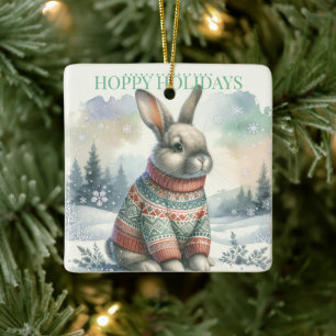 Foto-Collage mit Osterhasen-Weihnachten Keramikornament