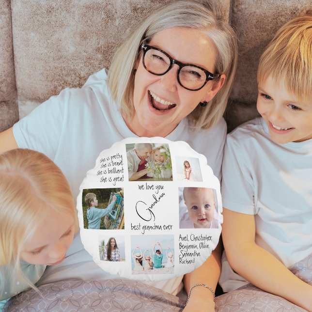 Foto Collage Moderne Liebe Sie das beste Oma aller Rundes Kissen (Von Creator hochgeladen)