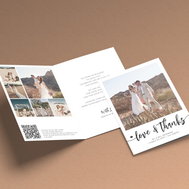 Foto Collage Moderne Schwarz-Weiß Hochzeit Dankeskarte (Von Creator hochgeladen)