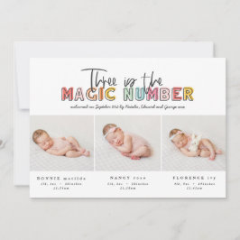 Foto Collage moderne Triole Geburtsankündigung Ankündigung