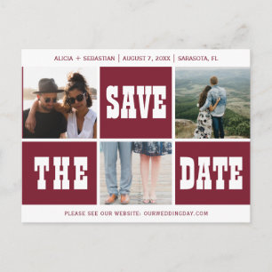 Foto Collage moderne Typografie rett Datum Hochzei Ankündigungspostkarte