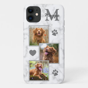 Foto Collage Modernes Monogramm Marmorkatze Hund Case-Mate iPhone Hülle