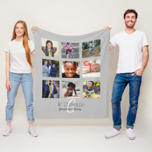 Foto Collage Monogram Großeltern Grandkids Grau Fleecedecke