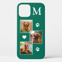Foto Collage Monogram, Initial Green Cat Dog