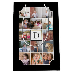 Foto Collage monogramm gekrümmte Ecken schwarz Mittlere Geschenktüte