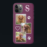 Foto Collage Monogramm Name Magenta Katze Dog Case-Mate iPhone Hülle<br><div class="desc">Jetzt kannst du deinen besten Freund mit dir tragen, wo immer du hingehst mit diesem speziellen Hund Tier Foto iPhone Gehäuse . Diese 3-Foto-Collage mit Herz und Pfoten-Print-Design ist modern, elegant, cool und niedlich. Pfoten mit Foto, Katz-Foto oder einem Haustier mit Pfoten! Personalisieren Sie mit mit Monogramm Initial und fügen...</div>