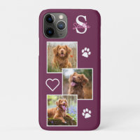 Foto Collage Monogramm Name Magenta Katze Dog