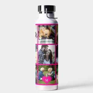 Foto Collage Monogramm personalisiert modern rosa Trinkflasche