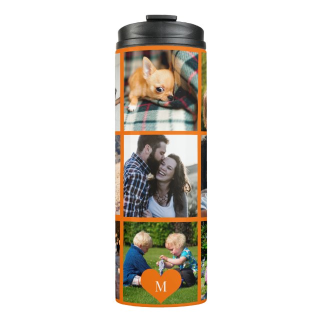 Foto Collage Monogramm personalisiert moderne Oran Thermosbecher (Vorderseite)