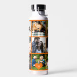 Foto Collage Monogramm personalisiert moderne Oran Trinkflasche<br><div class="desc">Fügen Sie 9 Familienmitglieder, Kinder, Haustiere oder Fotos der besten Freunde hinzu und kreieren Sie Ihre eigene Wasserflasche aus dem Collage Raster mit Ihrem Monogramm-Namen in einem Orangenherz. Einfach mit Ihren benutzerdefinierten quadratischen Bildern und Buchstaben personalisieren. Es kann ein nettes, nachdenkliches Geschenk für ein Familienmitglied, einen Freund oder Kollegen an...</div>