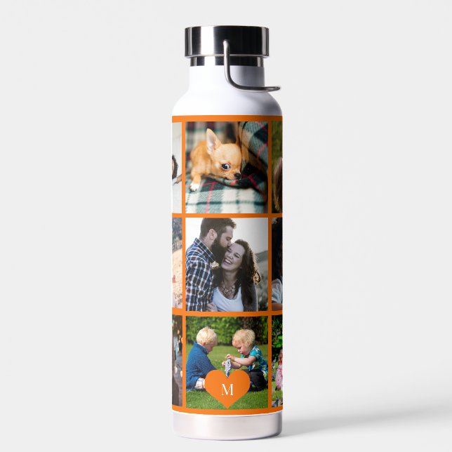 Foto Collage Monogramm personalisiert moderne Oran Trinkflasche (Links)