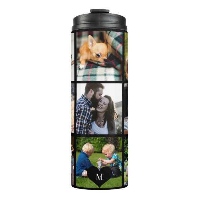 Foto Collage Monogramm personalisiert modernes Sch Thermosbecher (Vorderseite)