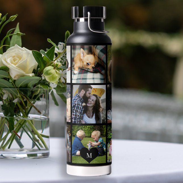 Foto Collage Monogramm personalisiert modernes Sch Trinkflasche (Von Creator hochgeladen)