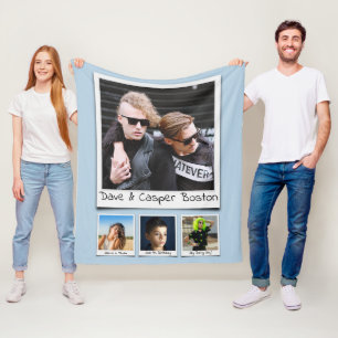 Foto Collage Monogramme Bezeichnung Pulver Blue Me Fleecedecke