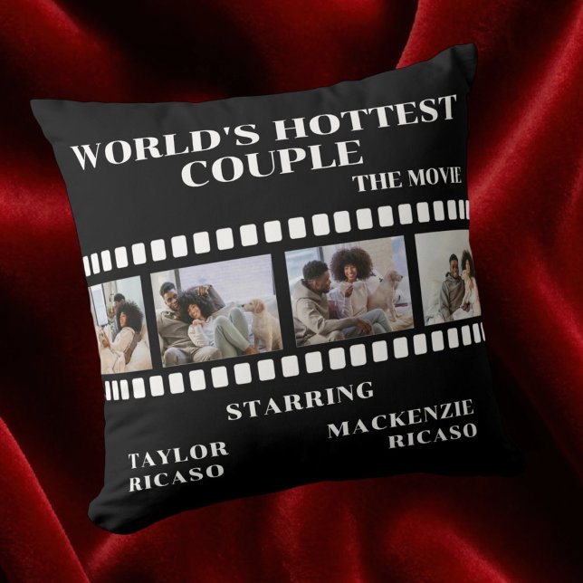 Foto Collage Movie Strip Personalisiert DIY Custom Kissen (Photo Collage Movie Strip Personalized DIY Custom Throw Pillow by Ricaso. For the movie fan couple)