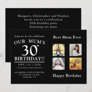 Foto Collage Mums 30. Geburtstags-Party Einladung