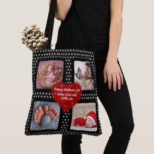 Foto Collage Mutter Schwarze Polka Punkt rotes Her
