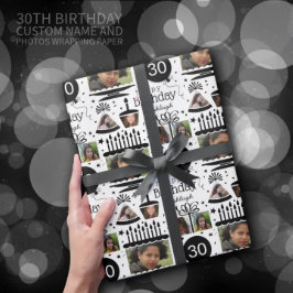 Foto Collage Name 30. Geburtstagsweispapier Geschenkpapier